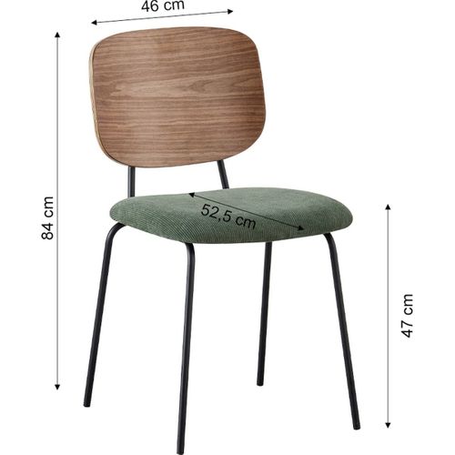 Lot De 2 Chaises En Velours Côtelé Vert Kaki - Naya