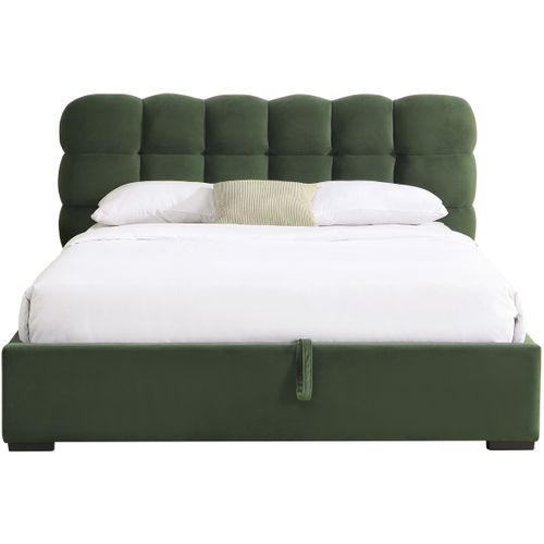 Lit Coffre Adulte 160x200 Cm Avec Sommier Et Tête De Lit Capitonnée En Velours Vert Kaki - Lola