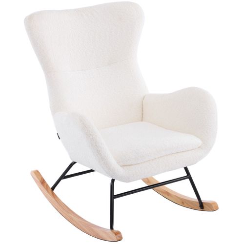 Rocking-chair En Tissu Bouclé Beige - Béa