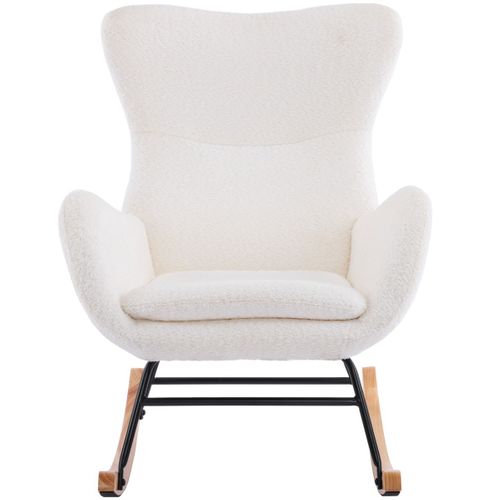 Rocking-chair En Tissu Bouclé Beige - Béa