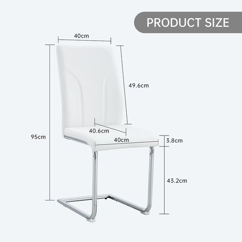 Lot De 2 Chaises De Salle à Manger, Pieds En Métal Argenté, Pu, Blanc