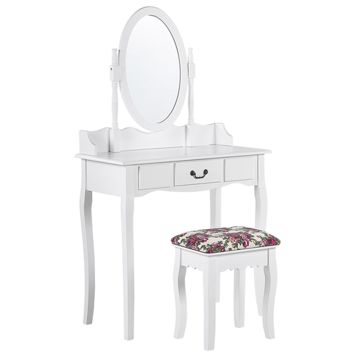 Coiffeuse - Table De Maquillage Avec Miroir Et Tabouret Soleil Blanc