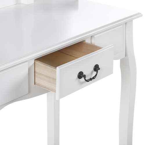 Coiffeuse - Table De Maquillage Avec Miroir Et Tabouret Soleil Blanc