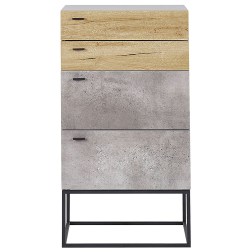 Commode - Meuble De Rangement à 4 Tiroirs Acra Effet Béton Gris