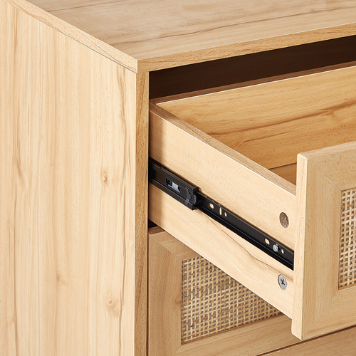 Commode - Meuble De Rangement à 4 Tiroirs Perote Rotin Marron Clair