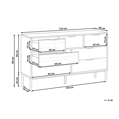Commode - Meuble De Rangement à 7 Tiroirs LEDuc Blanc