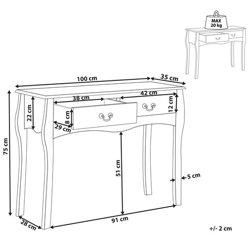 Table Console - Table D'entrée - Console Meuble Klawock Noir