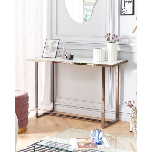 Table Console - Table D'entrée - Console Meuble Plano Verre De Sécurité Marbre Blanc