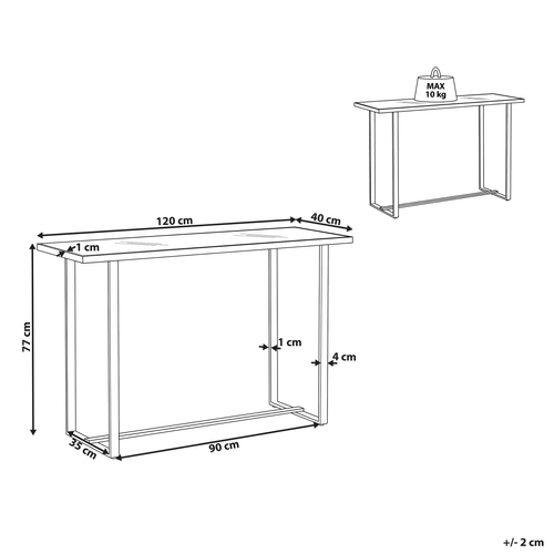 Table Console - Table D'entrée - Console Meuble Plano Verre De Sécurité Marbre Blanc