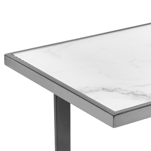 Table Console - Table D'entrée - Console Meuble Plano Verre De Sécurité Marbre Blanc