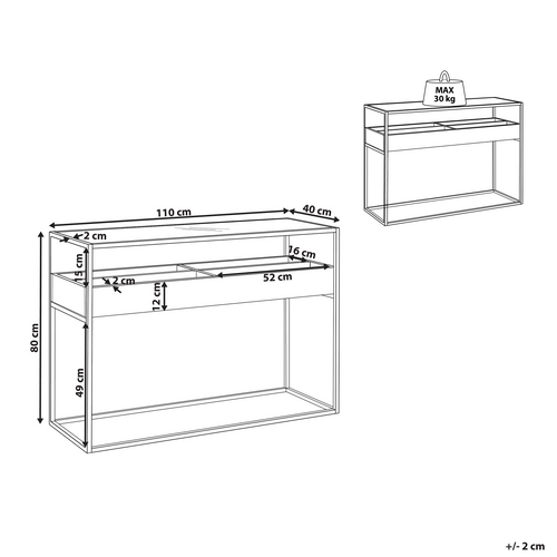 Table Console - Table D'entrée - Console Meuble Waco Verre De Sécurité Noir