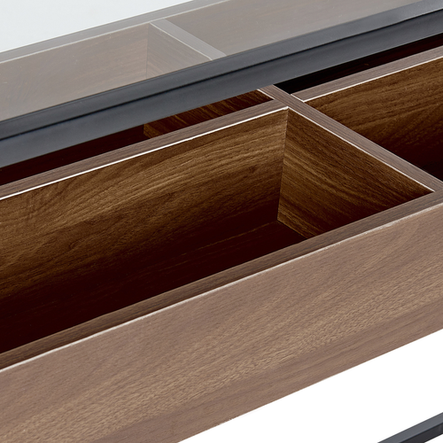 Table Console - Table D'entrée - Console Meuble Waco Verre De Sécurité Noir