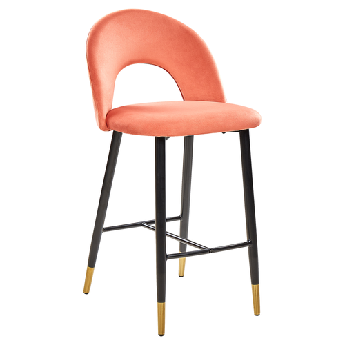 Lot De 2 Tabourets De Bar - Chaises De Bar Falton Velours Corail