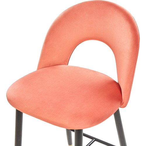 Lot De 2 Tabourets De Bar - Chaises De Bar Falton Velours Corail