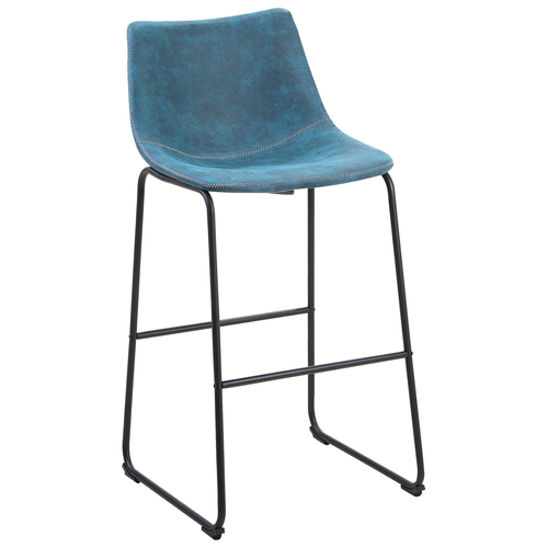 Lot De 2 Tabourets De Bar - Chaises De Bar Franks Bleu Azur
