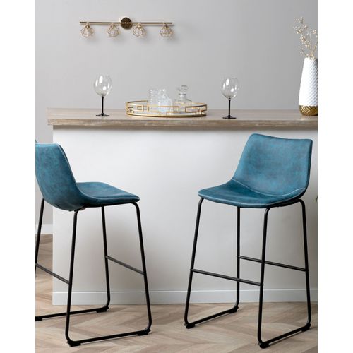 Lot De 2 Tabourets De Bar - Chaises De Bar Franks Bleu Azur