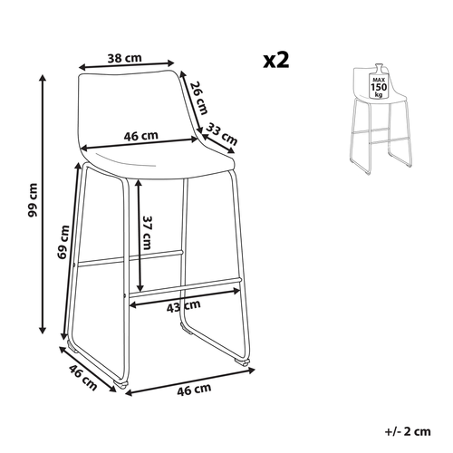 Lot De 2 Tabourets De Bar - Chaises De Bar Franks Bleu Azur
