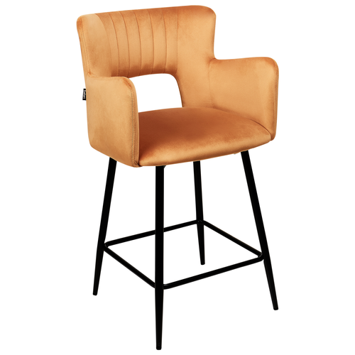 Lot De 2 Tabourets De Bar - Chaises De Bar Sanilac Velours Orange