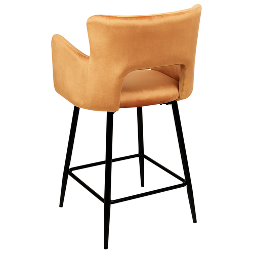 Lot De 2 Tabourets De Bar - Chaises De Bar Sanilac Velours Orange
