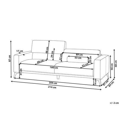 Canapé 3 Places - Canapé Droit - Canapé Fixe Ange Bouclé Blanc Cassé