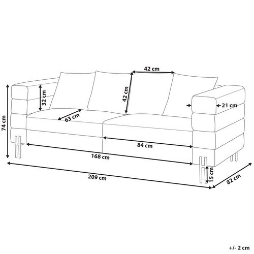 Canapé 3 Places - Canapé Droit - Canapé Fixe Granna Cuir Pu Marron
