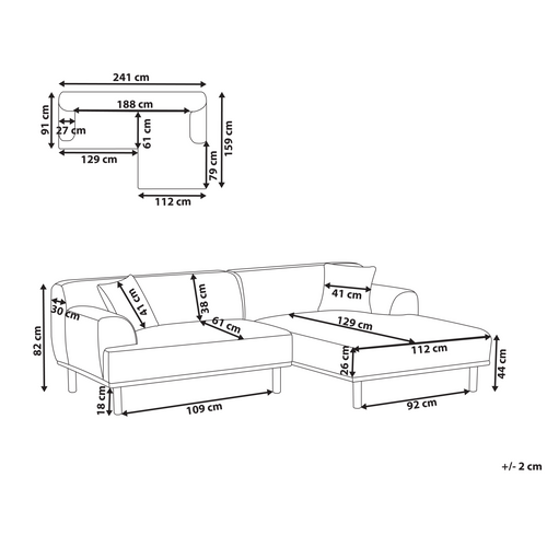 Canapé D'angle 3 Places - Canapé Réversible Holt Bouclé Blanc Côté Gauche