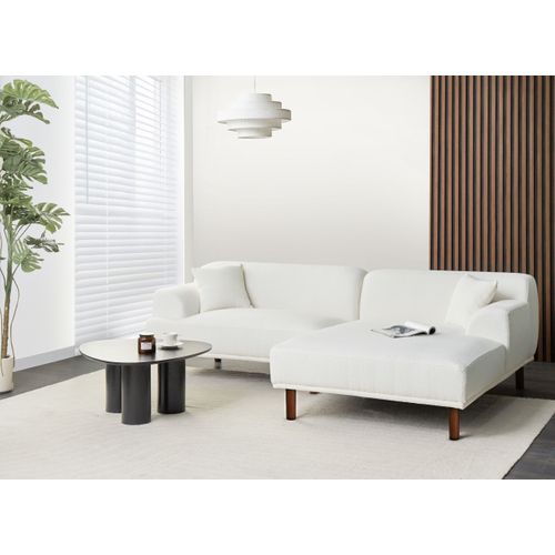 Canapé D'angle 3 Places - Canapé Réversible Holt Bouclé Blanc Côté Gauche