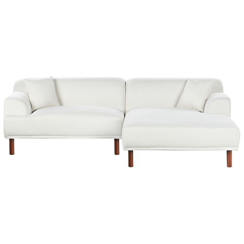 Canapé D'angle 3 Places - Canapé Réversible Holt Bouclé Blanc Côté Gauche