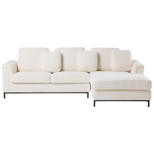 Canapé D'angle 4 Places - Canapé Réversible Oslo Bouclé Blanc Côté Gauche