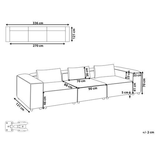 Canapé Modulable 3 Places - Canapé Modulaire Brande Gris