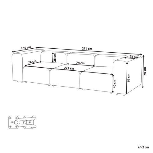 Canapé Modulable 3 Places - Canapé Modulaire Falsterbo Velours Beige