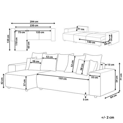 Canapé-lit D'angle 3 Places - Canapé Convertible Luspa Velours Gris Foncé Avec Rangement