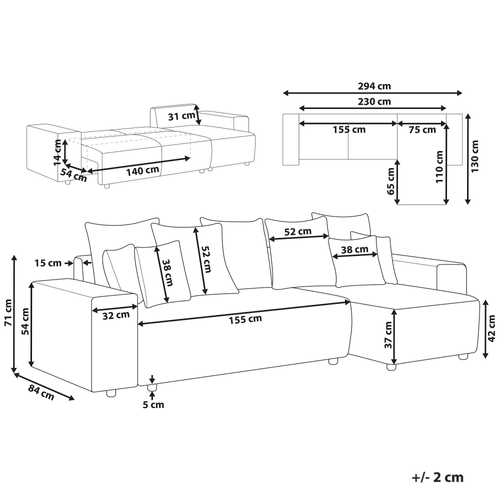 Canapé-lit D'angle 3 Places - Canapé Convertible Luspa Velours Gris Foncé Avec Rangement