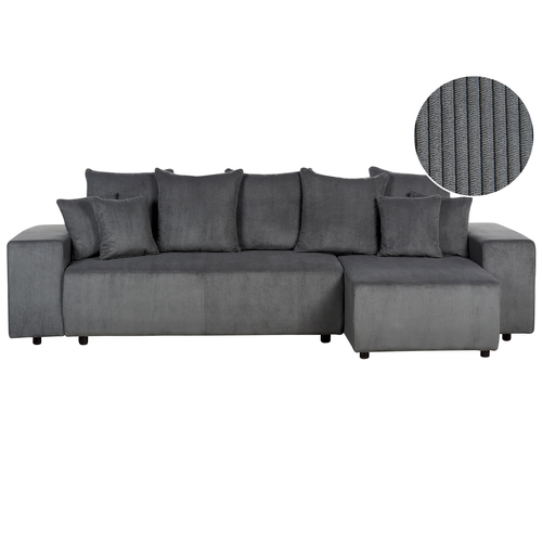 Canapé-lit D'angle 3 Places - Canapé Convertible Luspa Velours Gris Foncé Avec Rangement