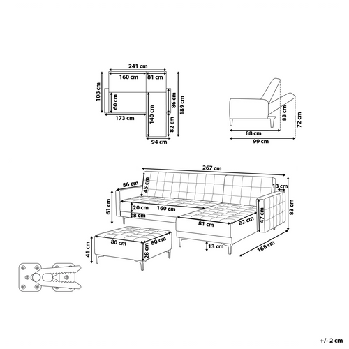 Canapé-lit D'angle Modulable 4 Places - Canapé Convertible Aberdeen Velours Rose Avec Ottoman