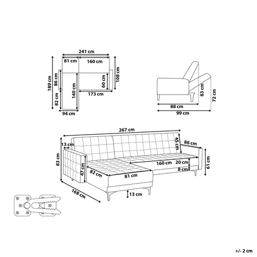 Canapé-lit D'angle Modulable 4 Places - Canapé Convertible Aberdeen Velours Rose Côté Droit