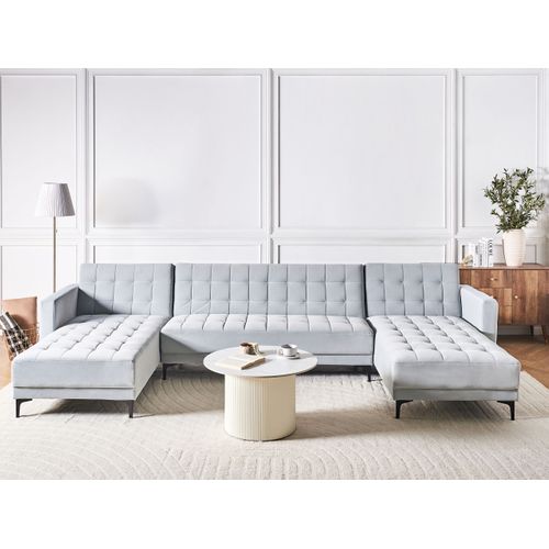 Canapé-lit Modulable 5 Places - Canapé Réversible En Forme De U Aberdeen Velours Gris Clair