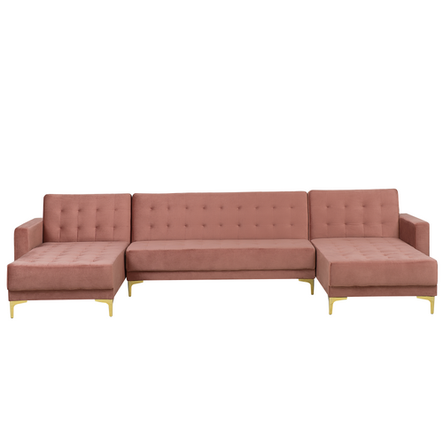 Canapé-lit Modulable 5 Places - Canapé Réversible En Forme De U Aberdeen Velours Rose
