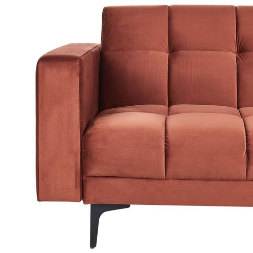 Canapé-lit Modulable 5 Places - Canapé Réversible En Forme De U Alnes Velours Rouge Clair