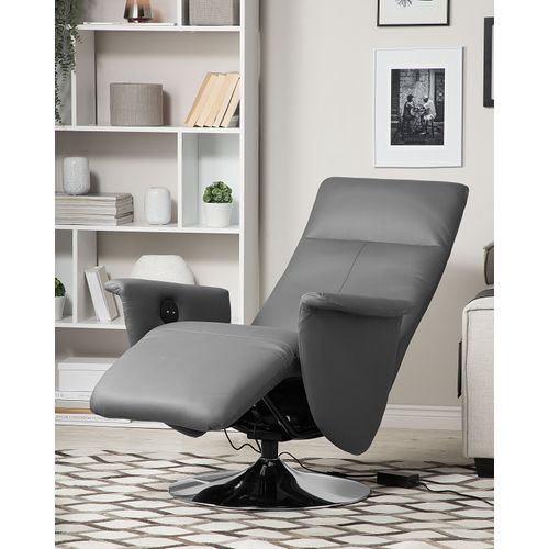 Fauteuil Inclinable - Fauteuil Relax Prime Repose-pieds Inclus Cuir Pu Gris