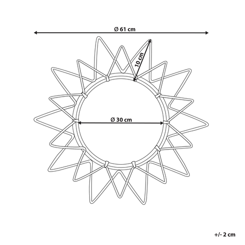 Miroir Mural Miroir Décoratif - Aroek 61 Cm 61 Cm Rotin Naturel