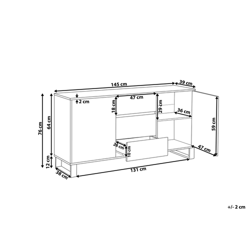 Commode 2 Portes - Commode Chambre Elda Marron/noir