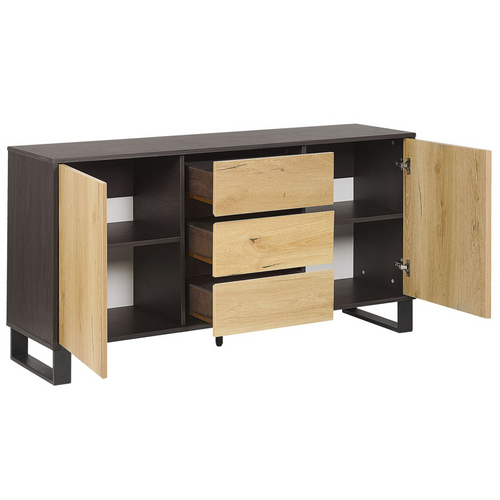 Commode 2 Portes - Commode Chambre Elda Marron/noir