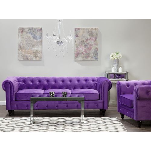 Ensemble De Canapés Droits 4 Places - Ensemble De Canapés Chesterfield Velours Violet