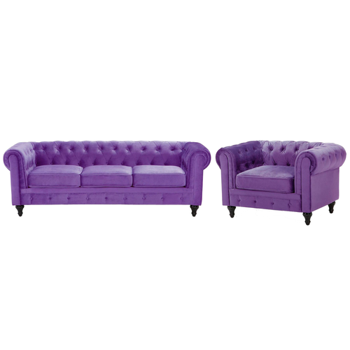 Ensemble De Canapés Droits 4 Places - Ensemble De Canapés Chesterfield Velours Violet