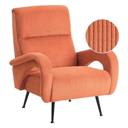 Fauteuil Fixe Fauteuil De Salon Svalov Velours Côtelé Orange