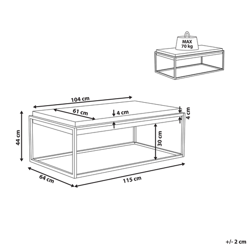 Table Basse - Table De Salon Altos Effet Béton Gris