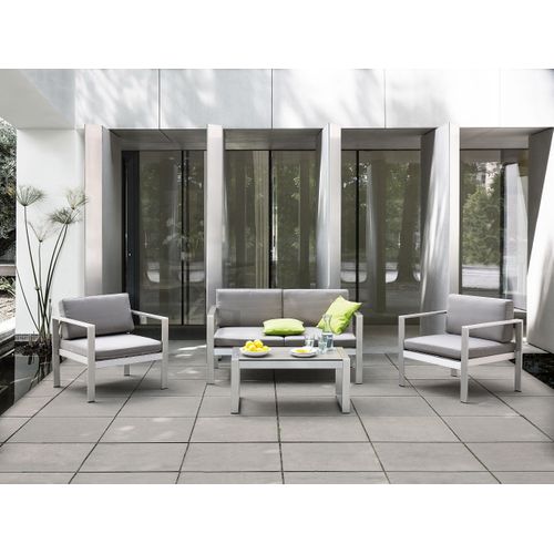 Table Basse - Table De Salon De Jardin Salerno Métal Gris Clair