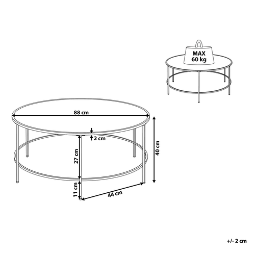 Table Basse - Table De Salon Florence Verre Noir/doré