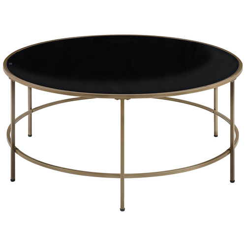 Table Basse - Table De Salon Florence Verre Noir/doré